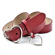 Шкіряний жіночий ремінь Weatro Червоний koz-zh35-kit-050, фото 2