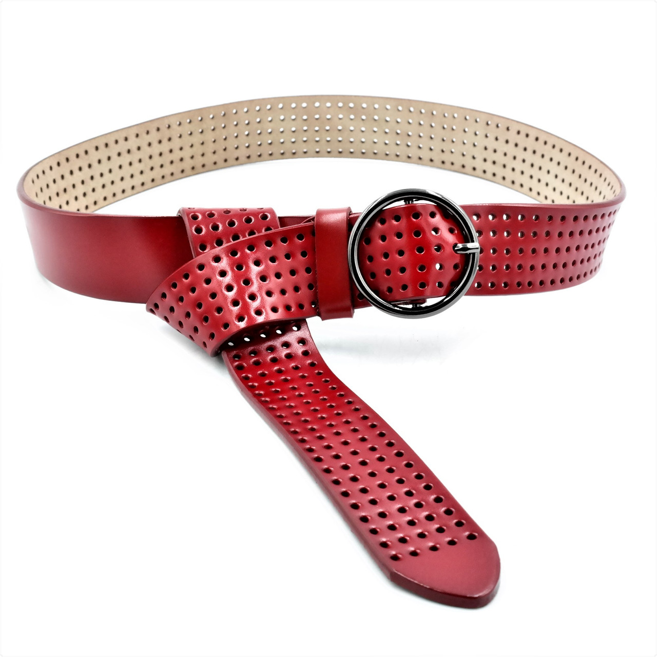 Шкіряний жіночий ремінь Weatro Червоний koz-zh35-kit-034, фото 1