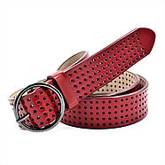 Шкіряний жіночий ремінь Weatro Червоний koz-zh35-kit-034, фото 3