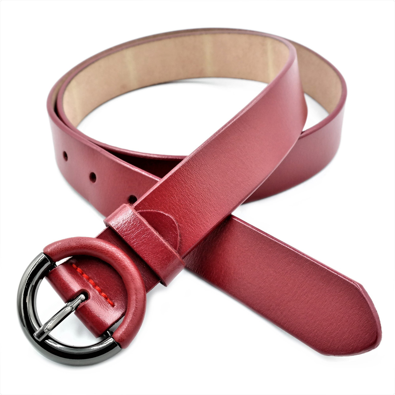 Шкіряний жіночий ремінь Weatro Червоний koz-zh3-kit-05, фото 1