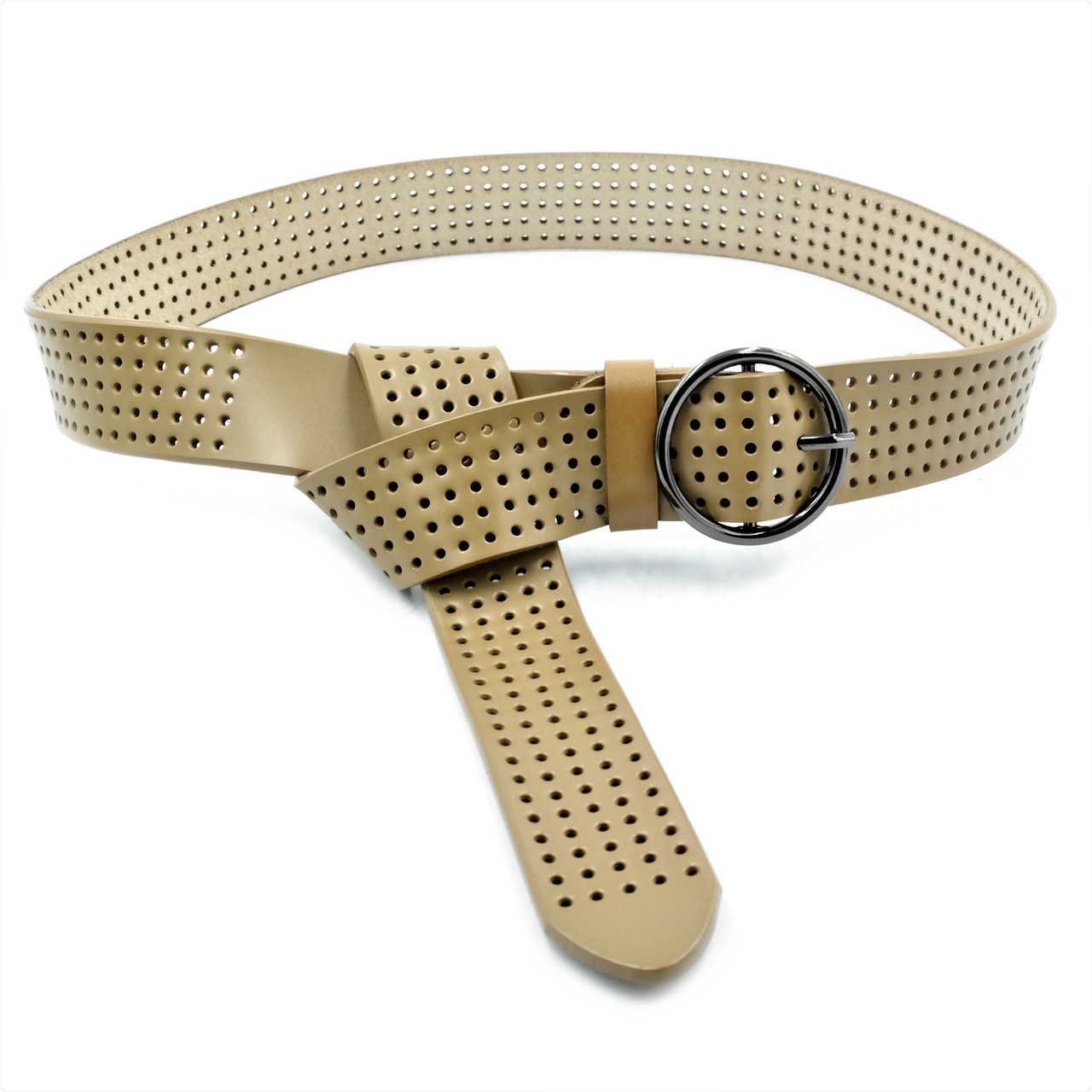 Шкіряний жіночий ремінь Weatro Оливковий koz-zh35-kit-035, фото 1