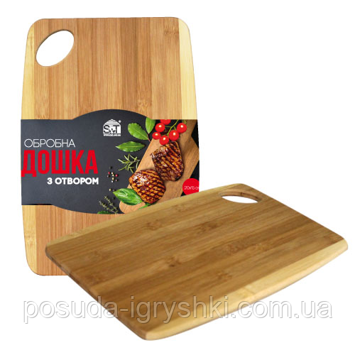 8867 Дошка обробна бамбукова з отвором 30*20*1см, фото 1