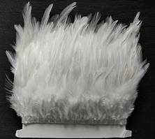 Перова тасьма з пір'я півня Колір Білий Перо 8-11см. Ціна за 0,5 м
