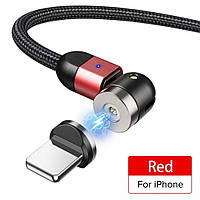 Магнитный вращающийся на 540° кабель GETIHU в оплётке Lightning (Iphone), Красный, 1000