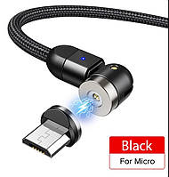 Магнитный вращающийся на 540° кабель GETIHU в оплётке micro-USB, Черный, 2000