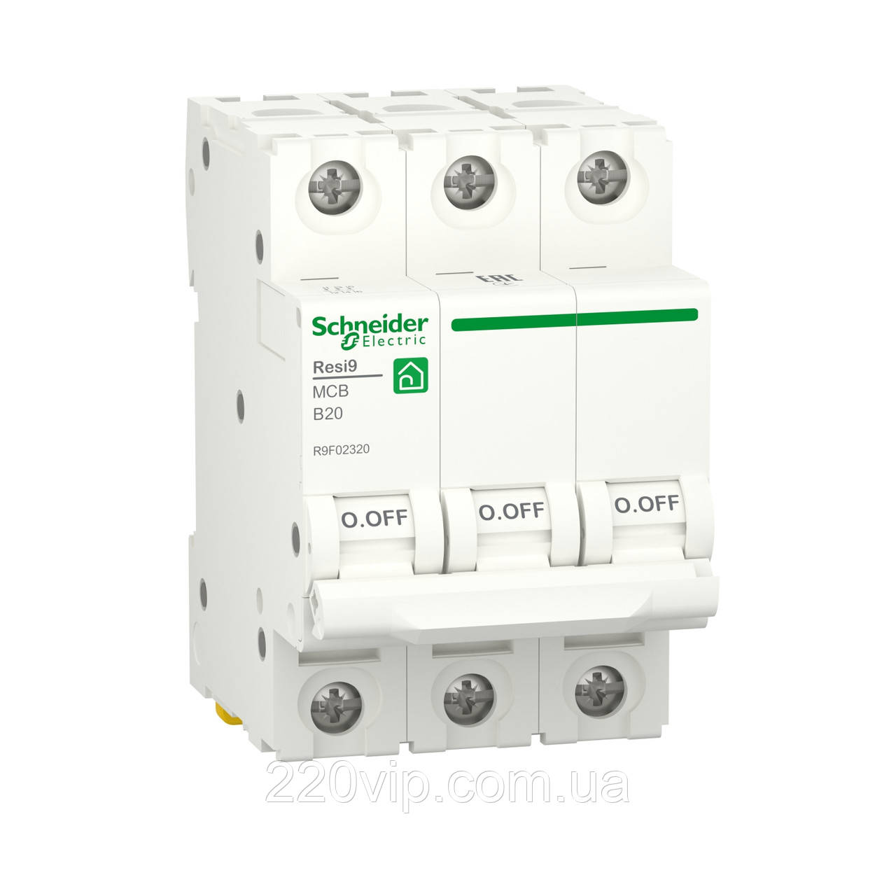 3P 20А B RESI9 Автоматичний вимикач Schneider-Electric триполюсний, R9F02320, модульний Шнайдер автомат