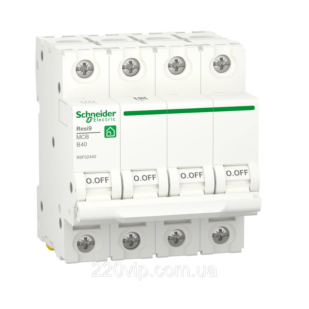 4P 40А B RESI9 Автоматичний вимикач Schneider-Electric чотириполюсний, R9F02440, модульний Шнайдер