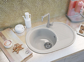 Овальна кухонна мийка MOKO VERONA VANILLA на основі мармуру