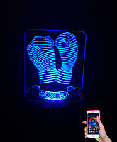 3d-светильник Перчатки боксерские, 3д-ночник, несколько подсветок (на bluetooth), подарок для боксера