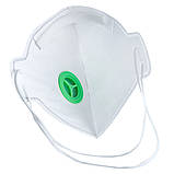Захисна маска респіратор із клапаном НйоН FFP1 з кліпсою 3-шаровий білого кольору (Green valve 01), фото 2