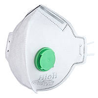 Захисна маска респіратор із клапаном НйоН FFP1 з кліпсою 3-шаровий білого кольору (Green valve 01)