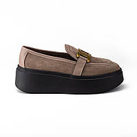 Лофери жіночі коричневі 37 розмір Woman's heel на масивній підошві із пряжкою