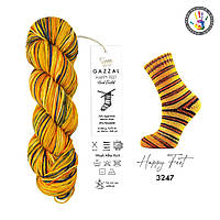 Gazzal HAPPY FEET (Газзал Хеппі Фіт) №3247 (Пряжа для шкарпеток, мериносова вовна, нитки для в'язання)