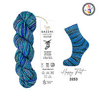 Gazzal HAPPY FEET (Газзал Хеппи Фит) № 3253 (Пряжа для носков, мериносовая шерсть, нитки для вязания)