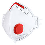 Респіратор медичний маска захисна НйоН FFP3 з клапаном і кліпсою 4-шаровий білого кольору (Red valve 01), фото 5