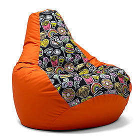 Крісло Мішок пуфик Груша безкаркасне крісло ХL 130*90 Різні кольори з Принт + внутрішній чохол