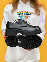 Женские брендовые туфли Balenciaga Strike натуральная кожа на высокой тракторной подошве черные