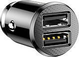 Адаптер автомобільний BASEUS Grain CCALL-ML01, 2USB, 3.1 A, чорний, фото 3