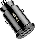 Адаптер автомобільний BASEUS Grain CCALL-ML01, 2USB, 3.1 A, чорний, фото 5