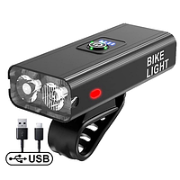 Велосипедний ліхтар BK-04Pro 2T6 алюміній, дальнє і ближнє світло, 2 LED, Power Bank, вбудований акумулятор
