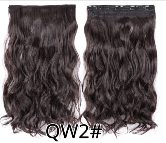 Волосся на заколках штучне накладне хвилясте темно-коричневе треси (5ZAK-WT-broun), фото 1