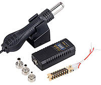 JCD8858 kit, термоповітряна паяльна станція, з додатковими насадками для паяння пластику, фото 9