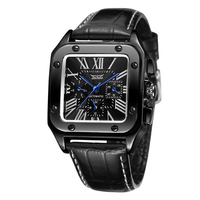 Чоловічий наручний годинник механічний зі шкіряним ремінцем гарантія 12 місяців Jaragar Alex
