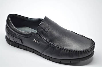 Чоловічі комфортні шкіряні туфлі мокасину чорні Vivaro 125
