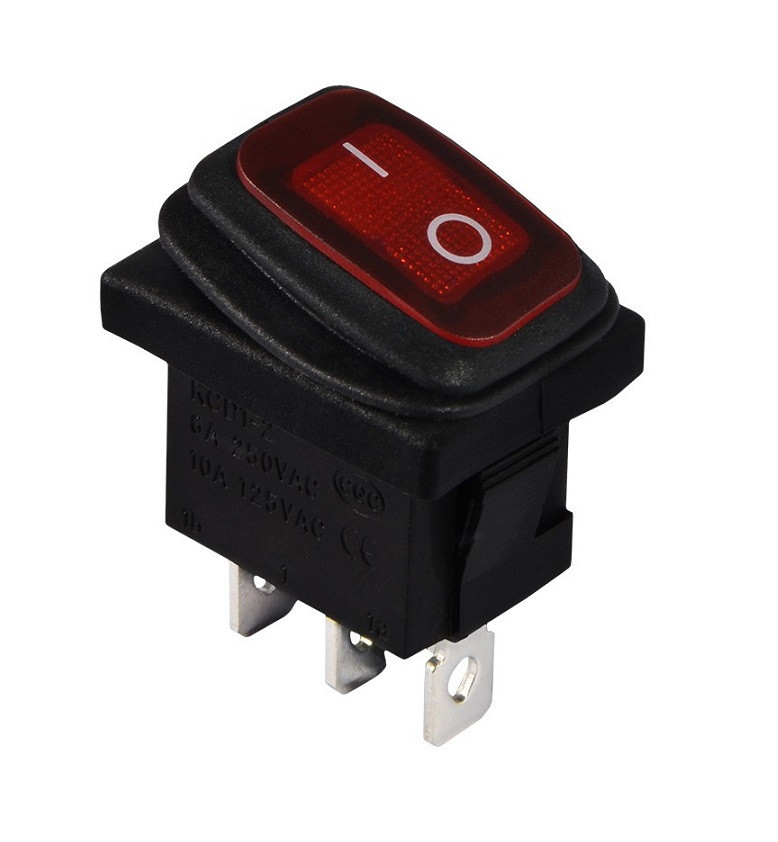 KCD1-2-101WN R / B 220V Перемикач 1 клав. (Червоний) з підсвічуванням TNSy