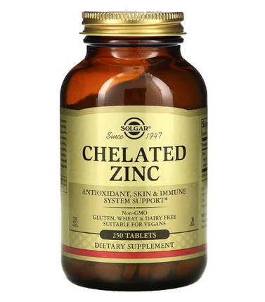 Цинк хелат Солгар Solgar Chelated Zinc 250 таб, фото 1