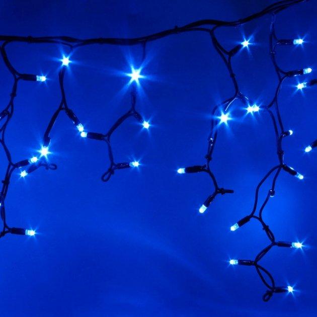 3x0.7м 100LED Вулична Чорний Шнур Гірлянда Світлодіодна Синя від Мережі Бахрома