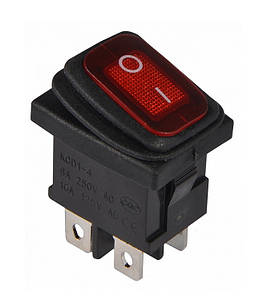 KCD1-4-201WN R / B 220V Перемикач 1 клав. вологозахищений червоний з підсвічуванням TNSy