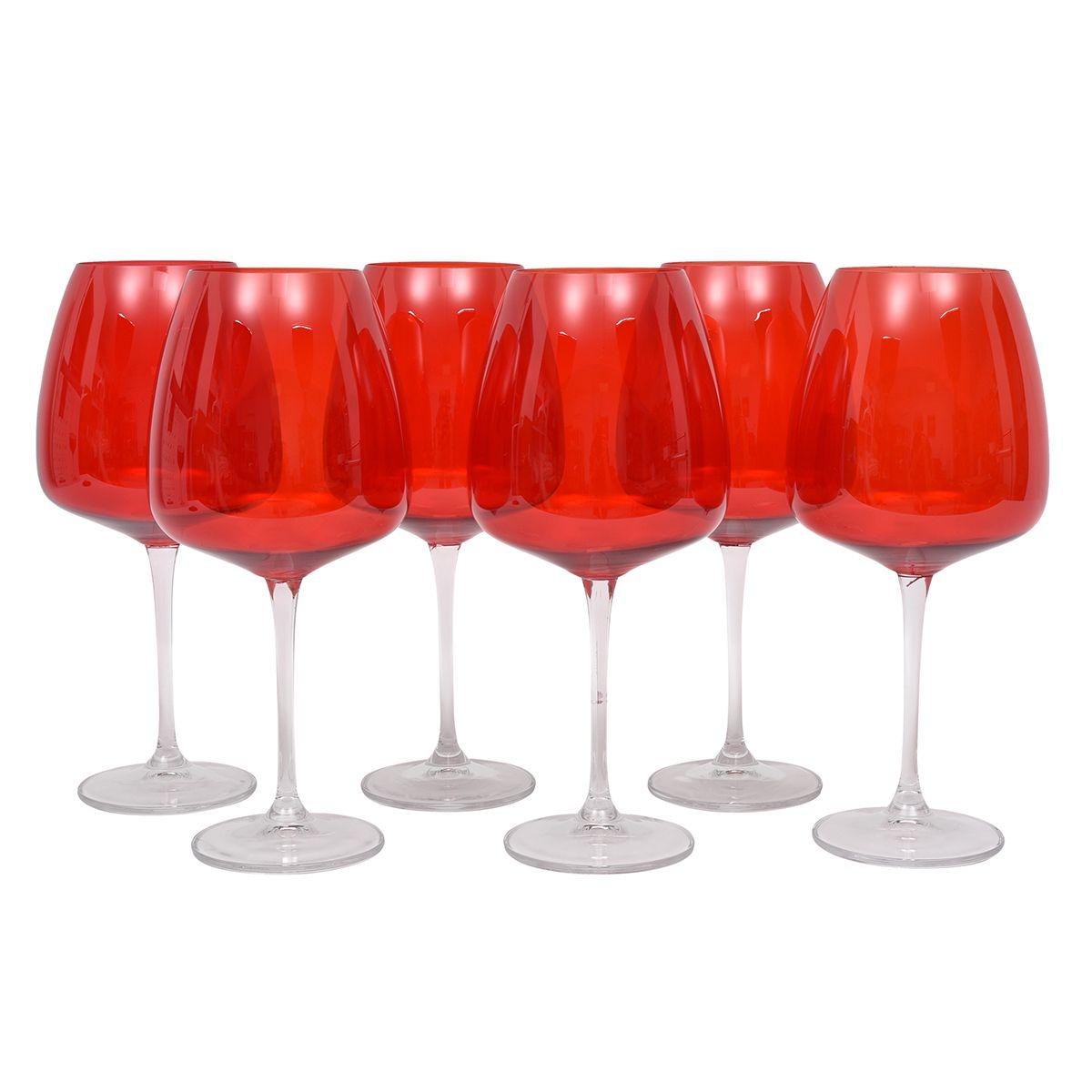 Набір із 6-ти великих келихів для вина в червоному кольорі Passion Maison, фото 1