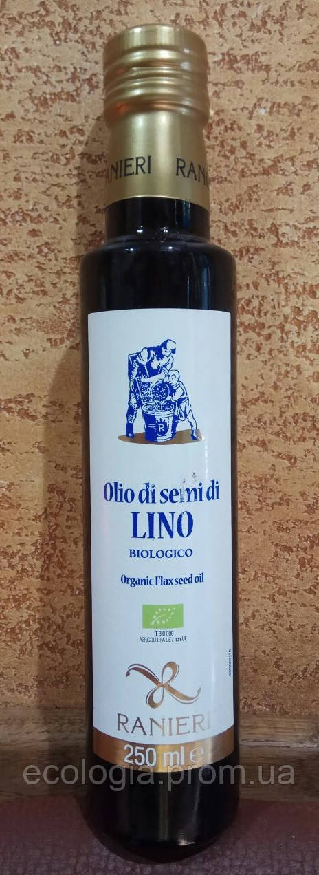 Лляна олія Ranieri Olio di semi di lino Biologico перший холодний віджим насіння льону, Омега 3, Омега 6 Італія