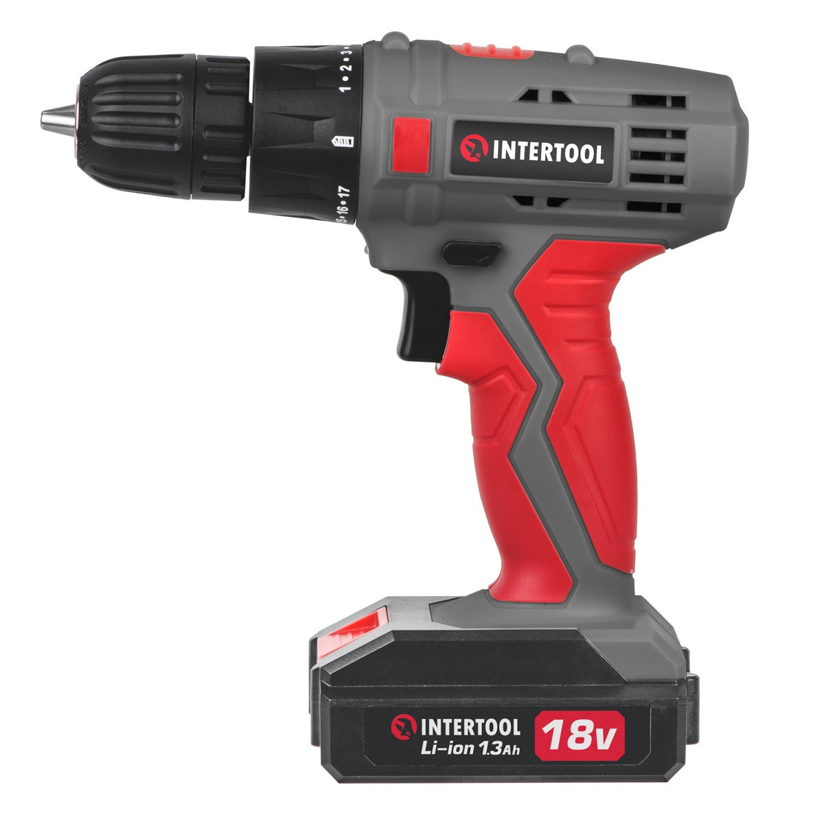 Дриль-шуруповерт акумуляторна Li-Ion 18В INTERTOOL DT-0315 al