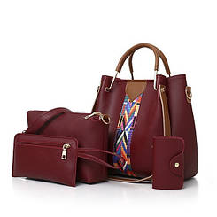 Набір сумок з екошкіри MAVKA, колір бордо