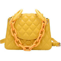 М'яка жіноча сумка зі стьобаної екошкіри MAVKA, колір жовтий