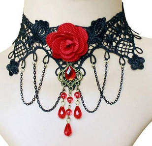 Чокер мереживний "Жоржетт" з червоною квіткою