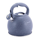 Чайник Kamille Чорний 3л з нержавіючої сталі зі свистком і для індукції і газу KM-1074, фото 3