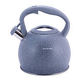 Чайник Kamille Чорний 3л з нержавіючої сталі зі свистком і для індукції і газу KM-1074, фото 7