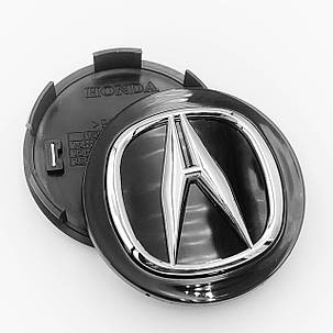 Ковпачки (заглушки) на литі диски ACURA (Акура) 70 мм Чорні, фото 1