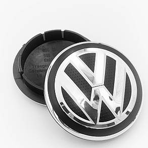 Ковпачки (заглушки) на литі диски VW (Фольксваген) 65 мм Хром чорний ободок (5G0601171), фото 3