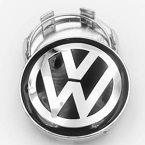 Ковпачки (заглушки) на литі диски VW (Фольксваген) 60 мм Хром лого та база, фото 1
