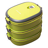 Ланч бокс потрійний Kamille KM-2110 2700мл Зелений Контейнер для їжі Ланч бокс потрійний для обідів, фото 4
