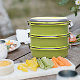 Ланч бокс потрійний Kamille KM-2110 2700мл Зелений Контейнер для їжі Ланч бокс потрійний для обідів, фото 2