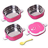 Ланч бокс потрійний Kamille KM-2114 Зелений 2700мл Ланч бокс для обідів із пластику та нержавіючої сталі, фото 10