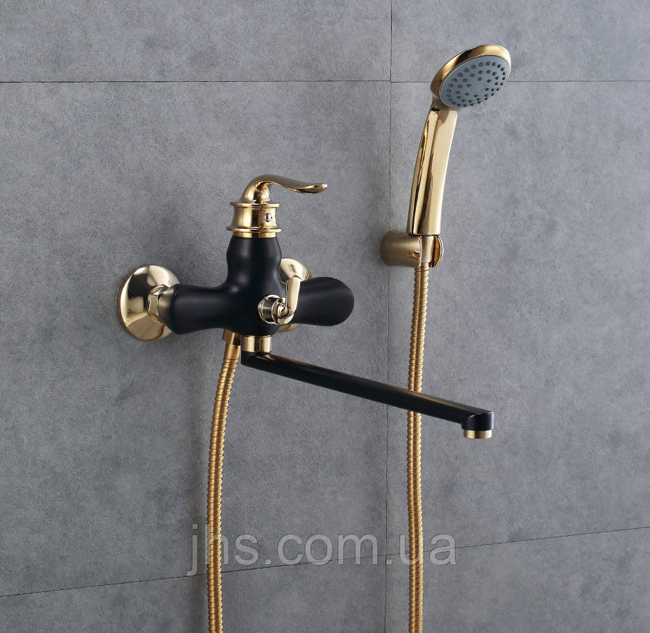 Смеситель для ванны ZERIX Z22219-6 Черный с золотом (ZX0466
