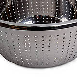 Друшляк Kamille KM-4357 Червоний 22см Друшляк з двома силіконовими ручками Друшляк з нержавіючої сталі, фото 8