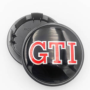 Ковпачки (заглушки) на литі диски VW GTI (Фольксваген) 65 мм Червоний лого, Чорні, фото 2