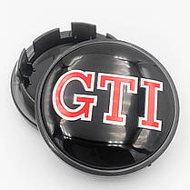 Ковпачки (заглушки) на литі диски VW GTI (Фольксваген) 65 мм Червоний лого, Чорні (3B7601171), фото 4